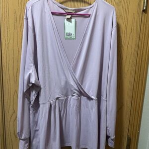 H&M Lavender Wrap Blouse with belt NWT size 3XL